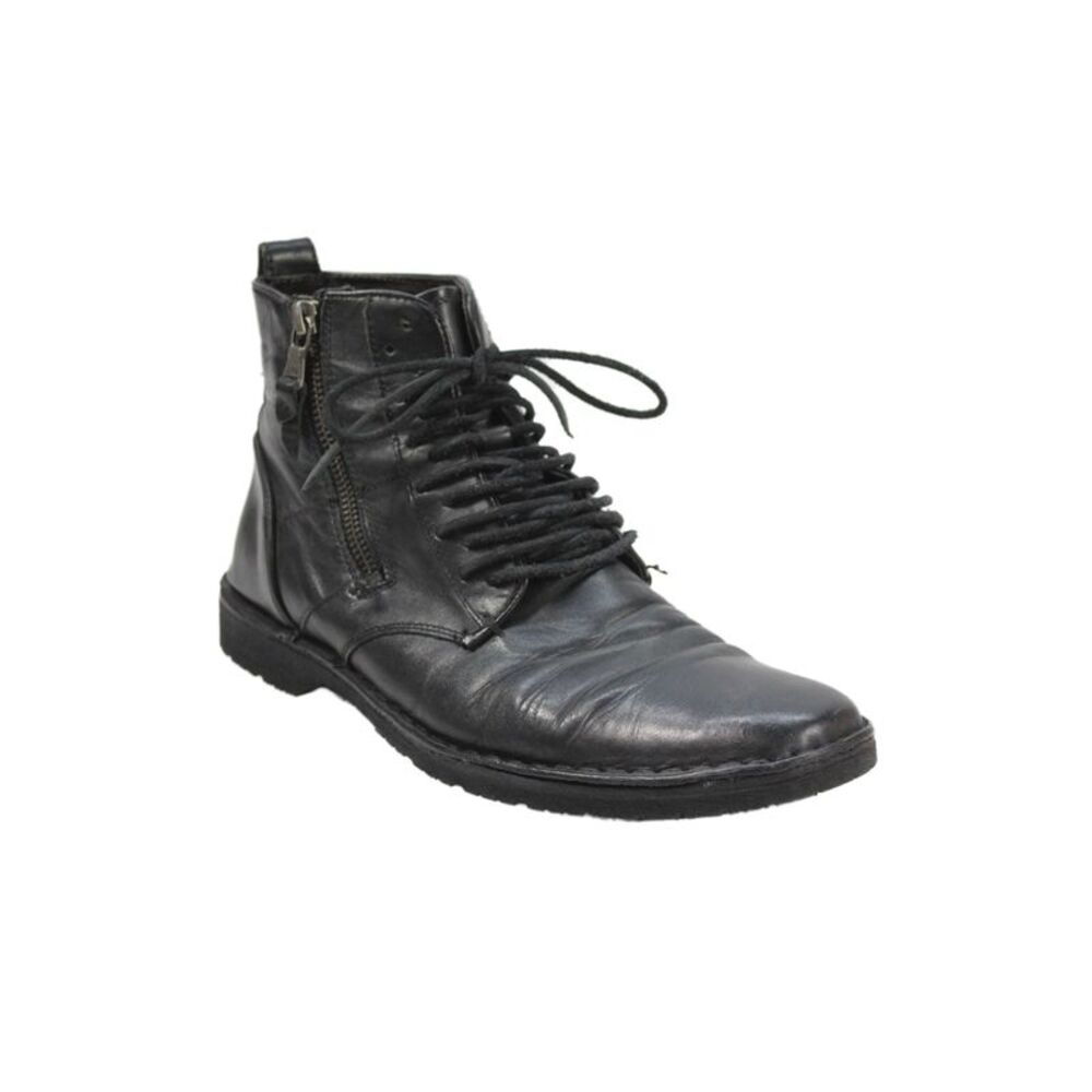 John Varvatos Star USA Mens Leather Zip High Top Shoes Black Size 8.5M